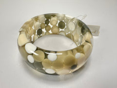 Jackie Brazil "Petit Balls" Cream Mix Spots Solid Round Resin 3.4cm Bangle ( B2520 )