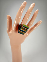 Jackie Brazil "Toppa" Liquorice Winter Mix Resin Ring ( R0152 ) UK P / USA 8