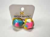 Jackie Brazil "Camille" Kandinsky Abstract Resin Clip On Earrings ( E1053 )