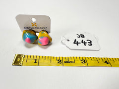 Jackie Brazil "Camille" Kandinsky Abstract Resin Clip On Earrings ( E1053 )