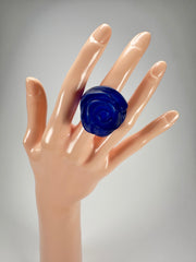 Jackie Brazil "Rose" Royal Blue Resin Rose Ring ( R0585 ) Size UK N / US 6.5