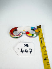 Jackie Brazil "Lucia" Kandinsky Thick Half Hoop On Pin Resin Earrings ( E0035 )