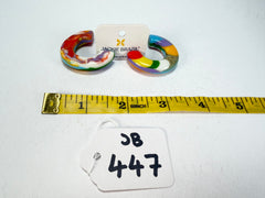Jackie Brazil "Lucia" Kandinsky Thick Half Hoop On Pin Resin Earrings ( E0035 )