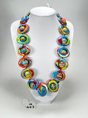 Jackie Brazil "Saturn" Kandinsky Disc & Ball Long 75cm Necklace ( N0052 )