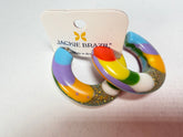 Jackie Brazil "Lucia" Kandinsky Thick Half Hoop On Pin Resin Earrings ( E0035 )