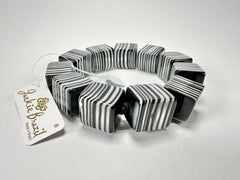 Jackie Brazil "POP" Liquorice Black & White Small Cubes Bracelet ( B0224 )
