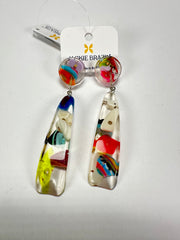 Jackie Brazil "Mel" Cascade Stud & Leaf On Pin Resin Earrings ( E4500 )
