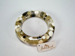 Jackie Brazil "Shinny Spotted" Cream Mix Spots Solid Round Resin 1.7cm Bangle ( B1726 )