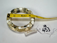 Jackie Brazil "Shinny Spotted" Cream Mix Spots Solid Round Resin 1.7cm Bangle ( B1726 )