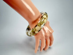 Jackie Brazil "Shinny Spotted" Cream Mix Spots Solid Round Resin 1.7cm Bangle ( B1726 )