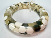 Jackie Brazil "Shinny Spotted" Cream Mix Spots Solid Round Resin 1.7cm Bangle ( B1726 )