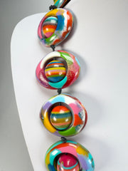 Jackie Brazil "Saturn" Kandinsky Disc & Ball Long 75cm Necklace ( N0052 )