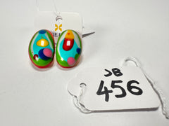 Jackie Brazil "Oval" Kandinsky Single Stone Pendant Stud Resin Earrings ( E3608 )
