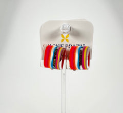 Jackie Brazil "Liquorice" Mix Colours Small Square Resin Clip On Earrings ( E0074 )