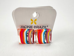 Jackie Brazil "Liquorice" Mix Colours Small Square Resin Clip On Earrings ( E0074 )