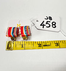 Jackie Brazil "Liquorice" Mix Colours Small Square Resin Clip On Earrings ( E0074 )