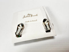 Jackie Brazil "Ilussion Disk" Clear Swirls Round Clip On Resin Earrings ( E3496 )