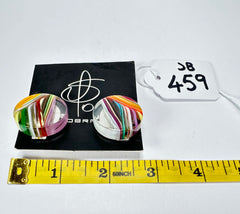 Jackie Brazil "Ilussion Disk" Clear Swirls Round Clip On Resin Earrings ( E3496 )