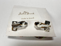 Jackie Brazil "Ilussion Disk" Clear Swirls Round Clip On Resin Earrings ( E3496 )