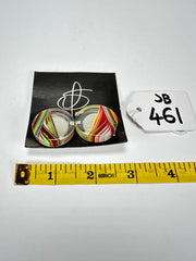 Jackie Brazil "Ilussion Disk" Clear Swirls Round Clip On Resin Earrings ( E3496 )