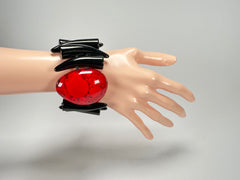 Jackie Brazil "Safari" Tusks w/Red Pendant Elasticated Bracelet ( B1020 )