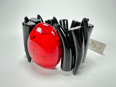 Jackie Brazil "Safari" Tusks w/Red Pendant Elasticated Bracelet ( B1020 )