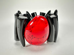 Jackie Brazil "Safari" Tusks w/Red Pendant Elasticated Bracelet ( B1020 )