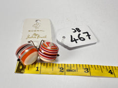 Jackie Brazil "Cat Eyes" Liquorice Balls Orange Mix Short Resin Earrings ( E0960 )