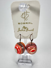 Jackie Brazil "Cat Eyes" Liquorice Balls Orange Mix Short Resin Earrings ( E0960 )