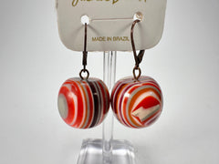 Jackie Brazil "Cat Eyes" Liquorice Balls Orange Mix Short Resin Earrings ( E0960 )