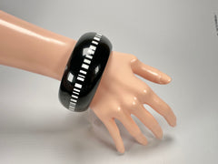 Jackie Brazil "Bar Code" Black & White Solid Round 3.4cm Bangle ( B2162 )