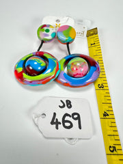 Jackie Brazil "Saturn" Kandinsky Disk & Ball on Cord Resin Earrings ( E0052 )