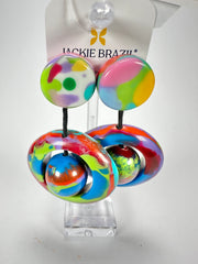 Jackie Brazil "Saturn" Kandinsky Disk & Ball on Cord Resin Earrings ( E0052 )