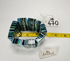 Jackie Brazil "Pop Art" Liquorice Blue Mix 8 Squares Elasticated Bracelet ( B0376 )