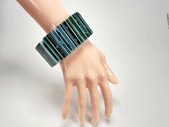 Jackie Brazil "Pop Art" Liquorice Blue Mix 8 Squares Elasticated Bracelet ( B0376 )