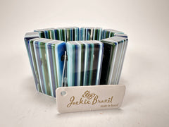 Jackie Brazil "Pop Art" Liquorice Blue Mix 8 Squares Elasticated Bracelet ( B0376 )