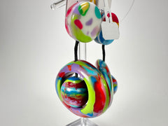 Jackie Brazil "Saturn" Kandinsky Disk & Ball on Cord Resin Earrings ( E0052 )