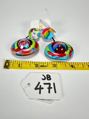 Jackie Brazil "Saturn" Kandinsky Disk & Ball on Cord Resin Earrings ( E0052 )