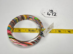 Jackie Brazil "Thin Cat Eye" Liquorice Allsorts with Cat Eye Spring Colour 1.3cm Resin Bangle ( B1151 )