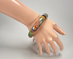 Jackie Brazil "Thin Cat Eye" Liquorice Allsorts with Cat Eye Spring Colour 1.3cm Resin Bangle ( B1151 )