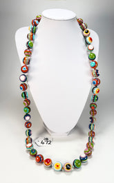 Jackie Brazil "Lola" Liquorice Stripes Medium Spheres 110cm Resin Necklace ( N2900 )