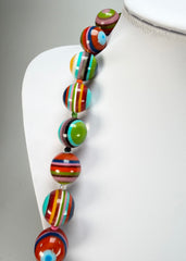 Jackie Brazil "Lola" Liquorice Stripes Medium Spheres 110cm Resin Necklace ( N2900 )