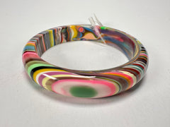 Jackie Brazil "Thin Cat Eye" Liquorice Allsorts with Cat Eye Spring Colour 1.3cm Resin Bangle ( B1151 )