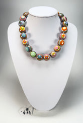 Jackie Brazil "Cat Eyes" Spring Colour Liquorice Balls Resin Necklace 50cm ( N0894 )