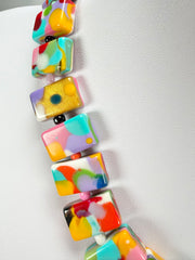 Jackie Brazil "Romeo" Kandinsky Linked Rectangle Beads Necklace ( N0034 )