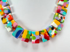 Jackie Brazil "Romeo" Kandinsky Linked Rectangle Beads Necklace ( N0034 )