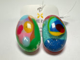 Jackie Brazil "Oval" Kandinsky Single Stone Pendant Stud Resin Earrings ( E3608 )