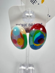 Jackie Brazil "Oval" Kandinsky Single Stone Pendant Stud Resin Earrings ( E3608 )