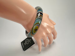 Jackie Brazil "Thin Cat Eye" Liquorice Allsorts with Cat Eye Winter Colour 1.3cm Resin Bangle ( B1151 )