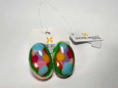 Jackie Brazil "Oval" Kandinsky Single Stone Pendant Stud Resin Earrings ( E3608 )
